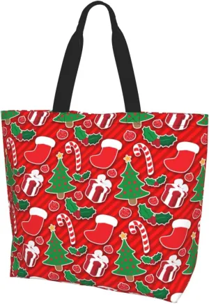 Merry Christmas Tote Bag for Women Mother,Christmas Snowman Snowflake Shopping Grocery Bag Shoulder Bags