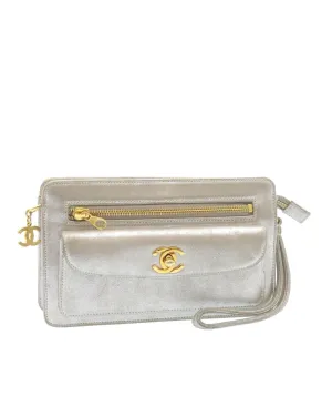 Metallic Leather Clutch Evening Style