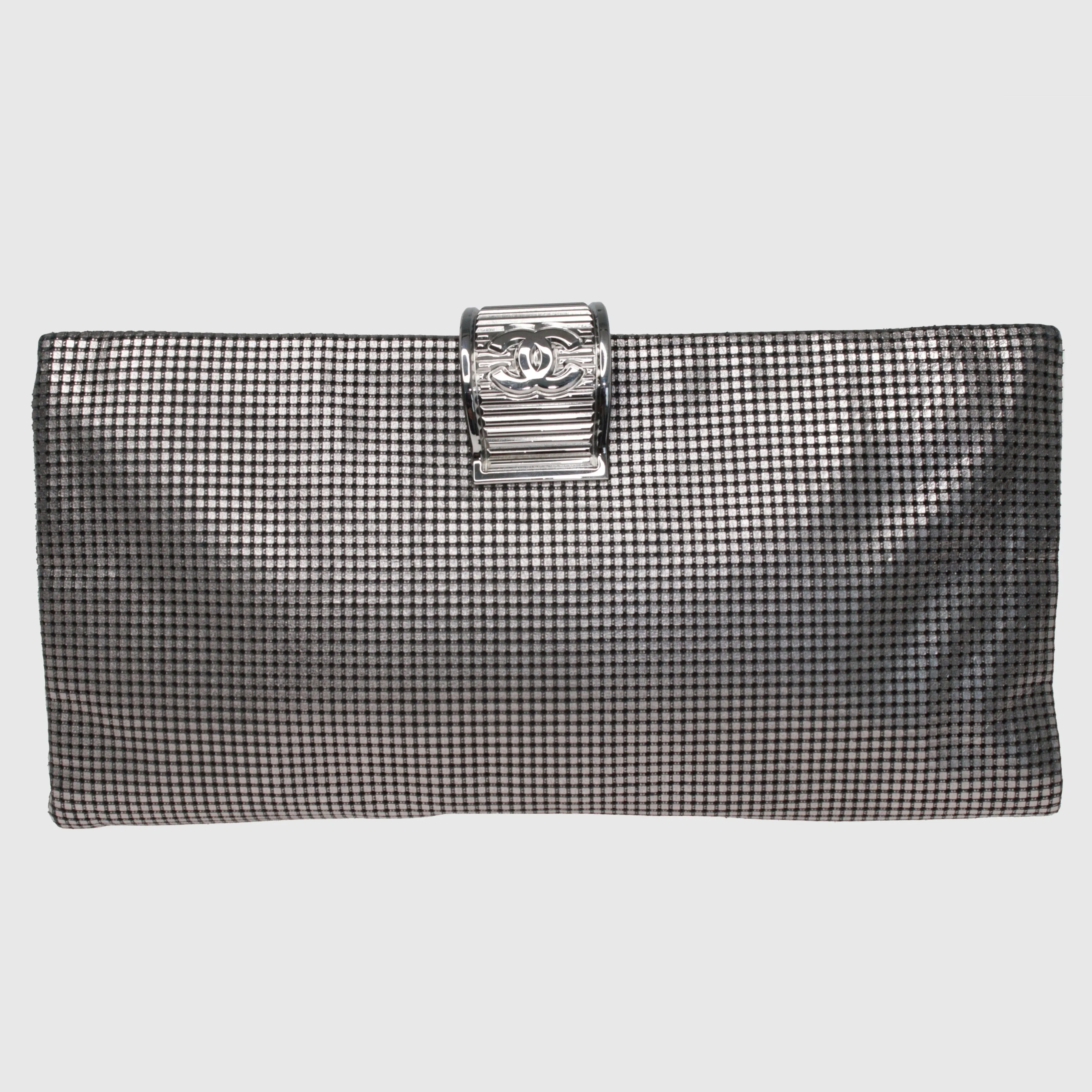 Metallic Silver Laser Etched Clutch