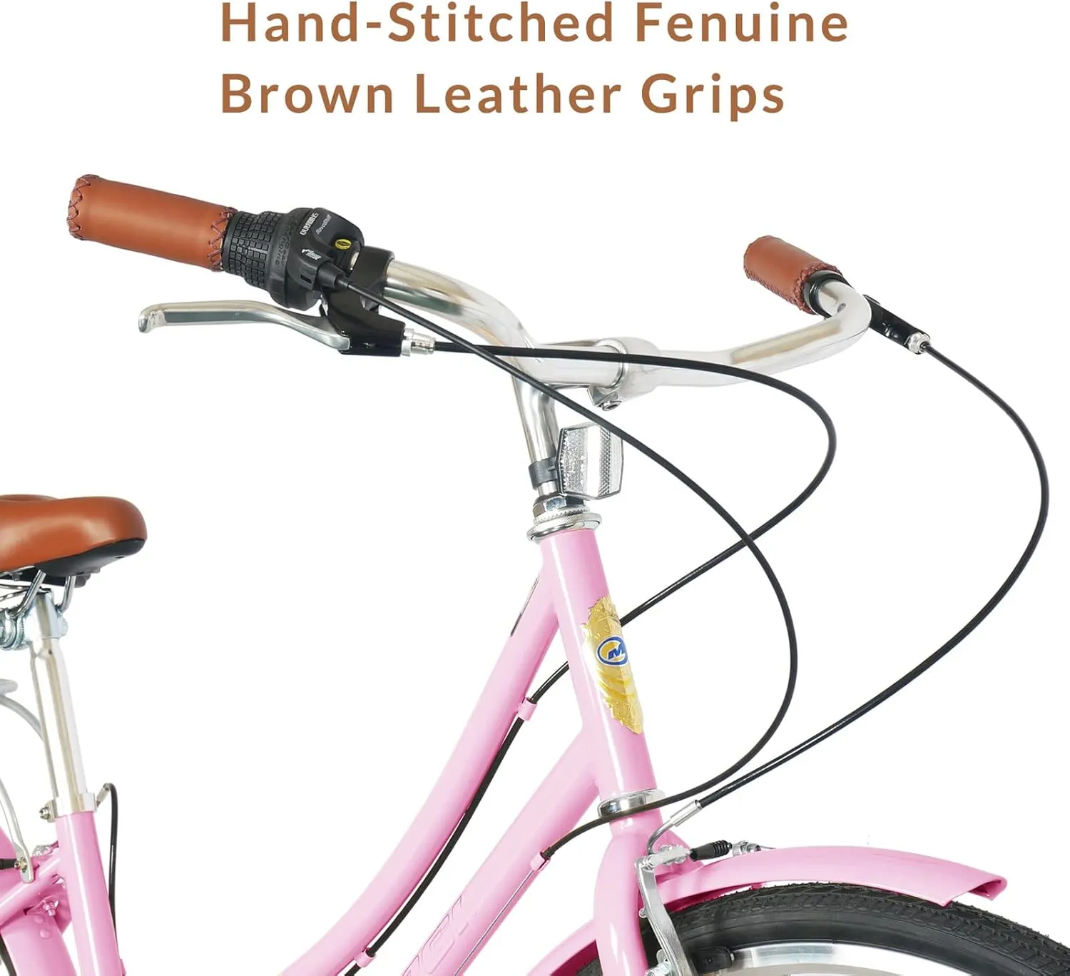 MICARGI Kansans Beach Cruiser Bike 7 Speed Leather Grips and Seat Cushion V-Brake for Adults