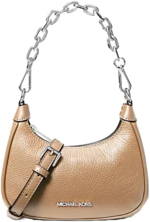 Michal Michael Kors Cora Extra-Small Pebbled Leather Zip Pouchette Crossbody Women's Shoulder Bag Camel