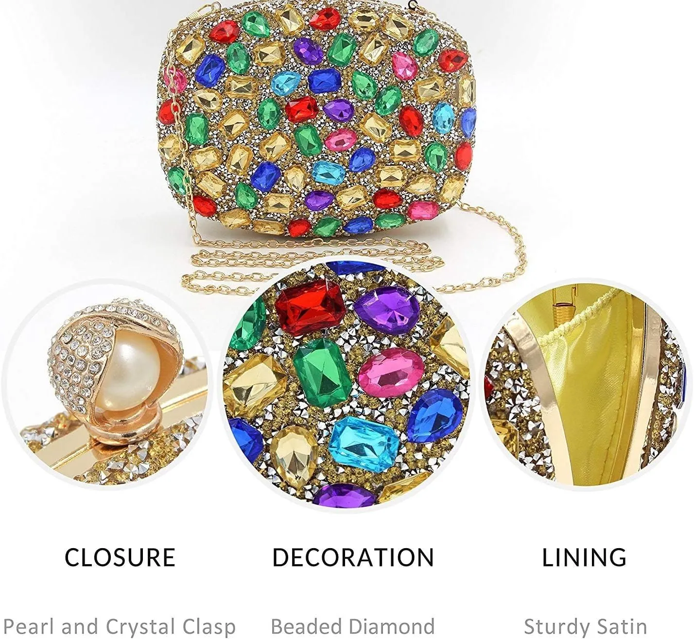 Milisente Clutch Purses For Women Crystal Clutches Evening Bags Gemstone Clutch Purse For Wedding Formal
