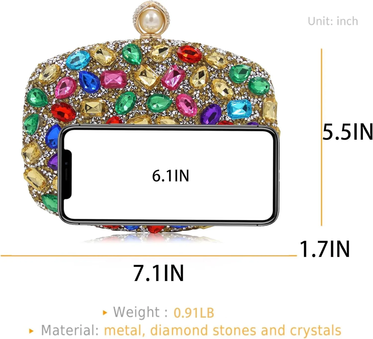 Milisente Clutch Purses For Women Crystal Clutches Evening Bags Gemstone Clutch Purse For Wedding Formal