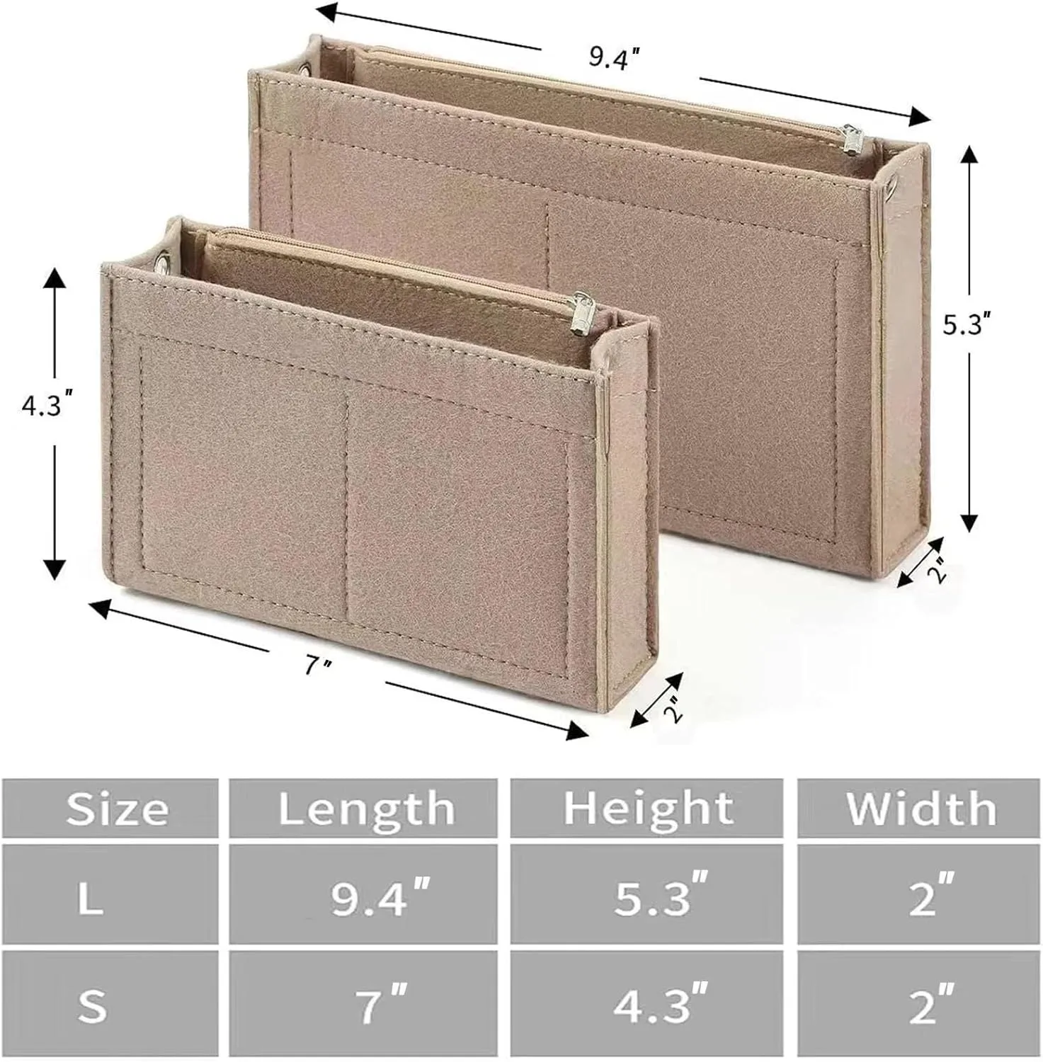 Mini Felt Purse Organizer Insert Small Tote Bag organizer with Zipper