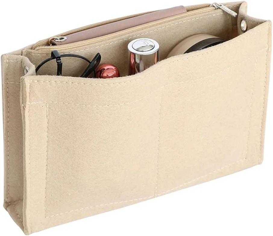 Mini Felt Purse Organizer Insert Small Tote Bag organizer with Zipper