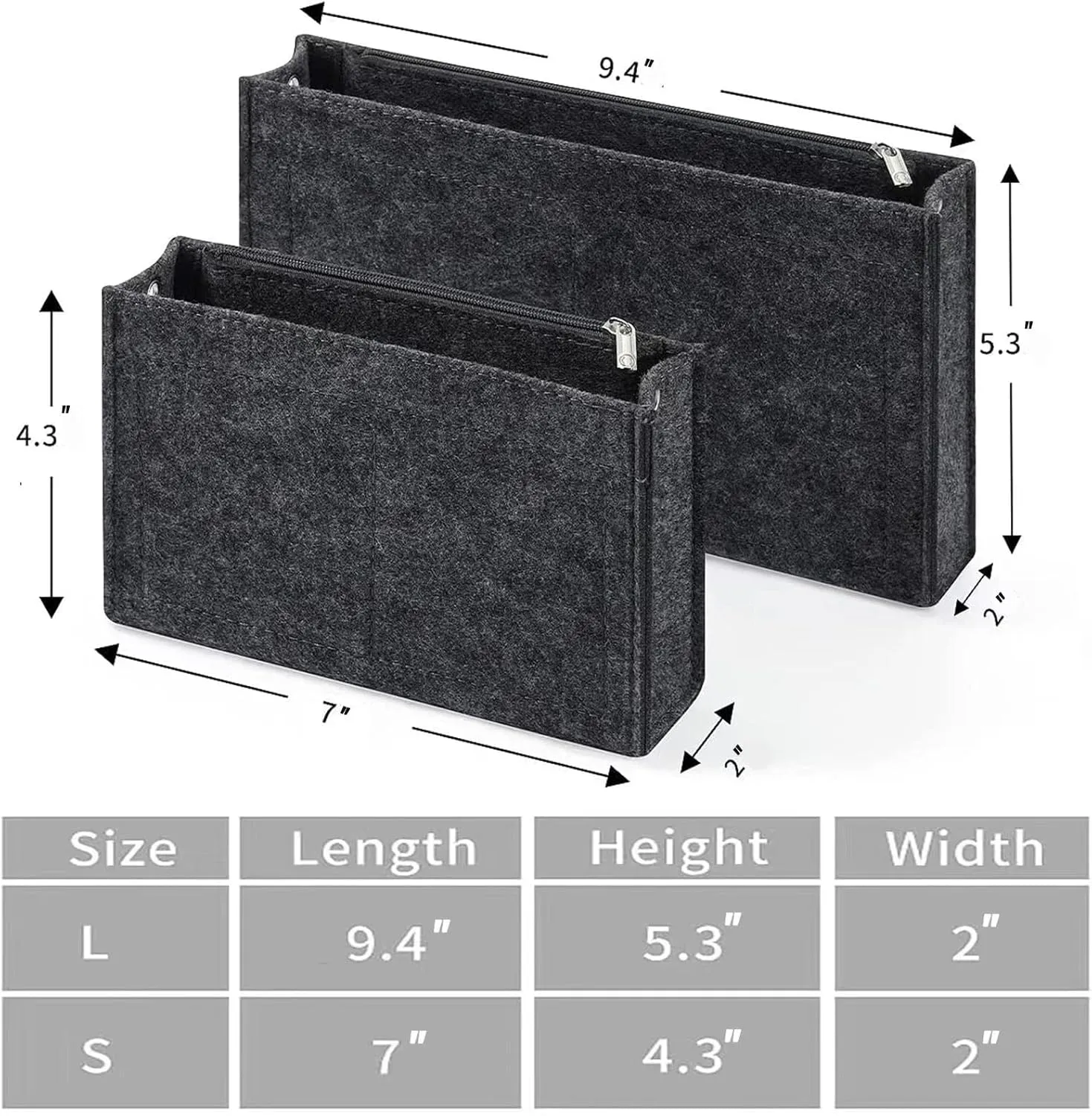 Mini Felt Purse Organizer Insert Small Tote Bag organizer with Zipper