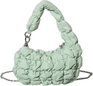 Mini Puffer Tote Bag for Women Quilted Carryall Bag Puffy Purse Puffer Crossbody Bag Shoulder Bag Nylon Crescent Bag