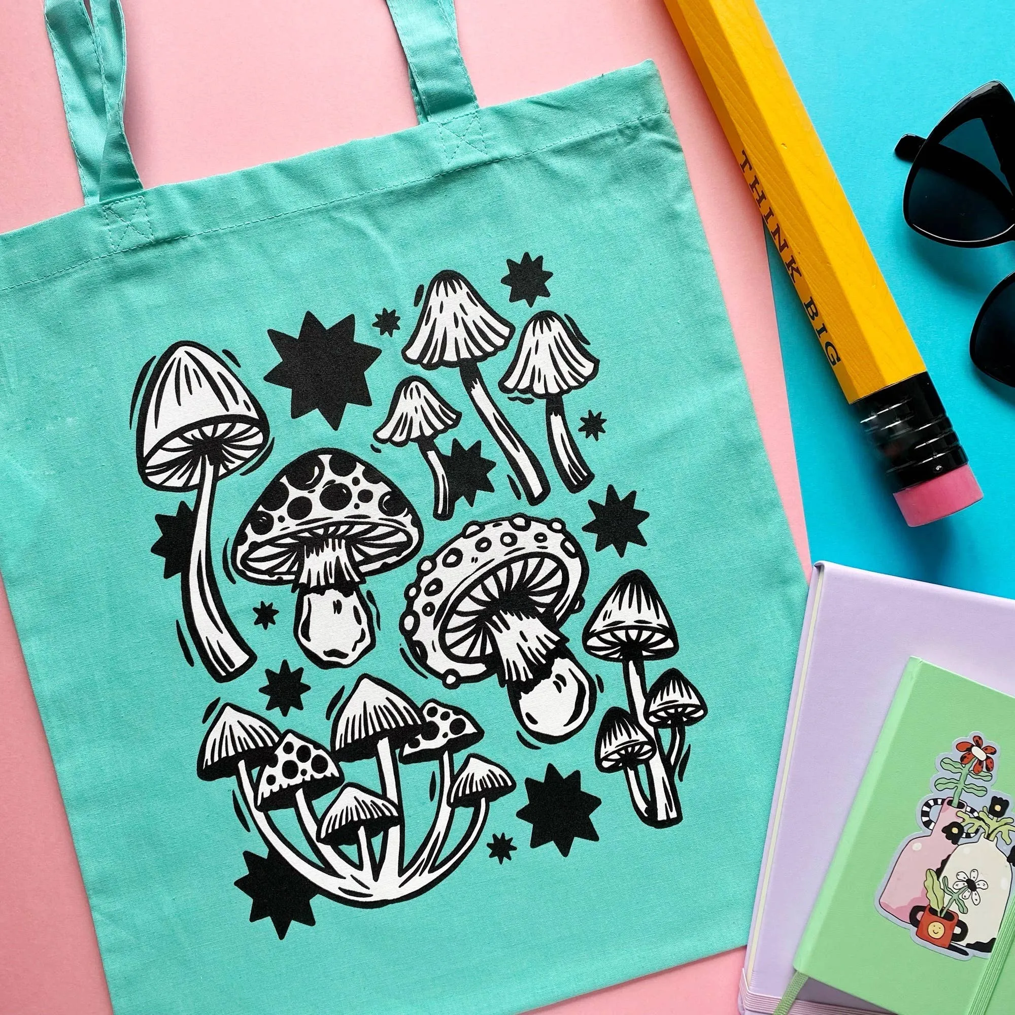 Mint Green Mushroom - Tote Bag