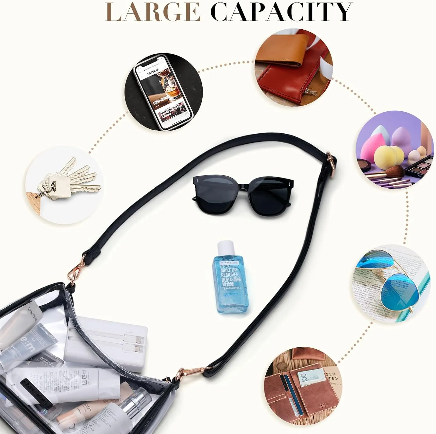 Missnine Clear Bag for Stadium Approved, Clear Crossbody Purse for Women Transparent Concert Handbag for Sport Stadium Events