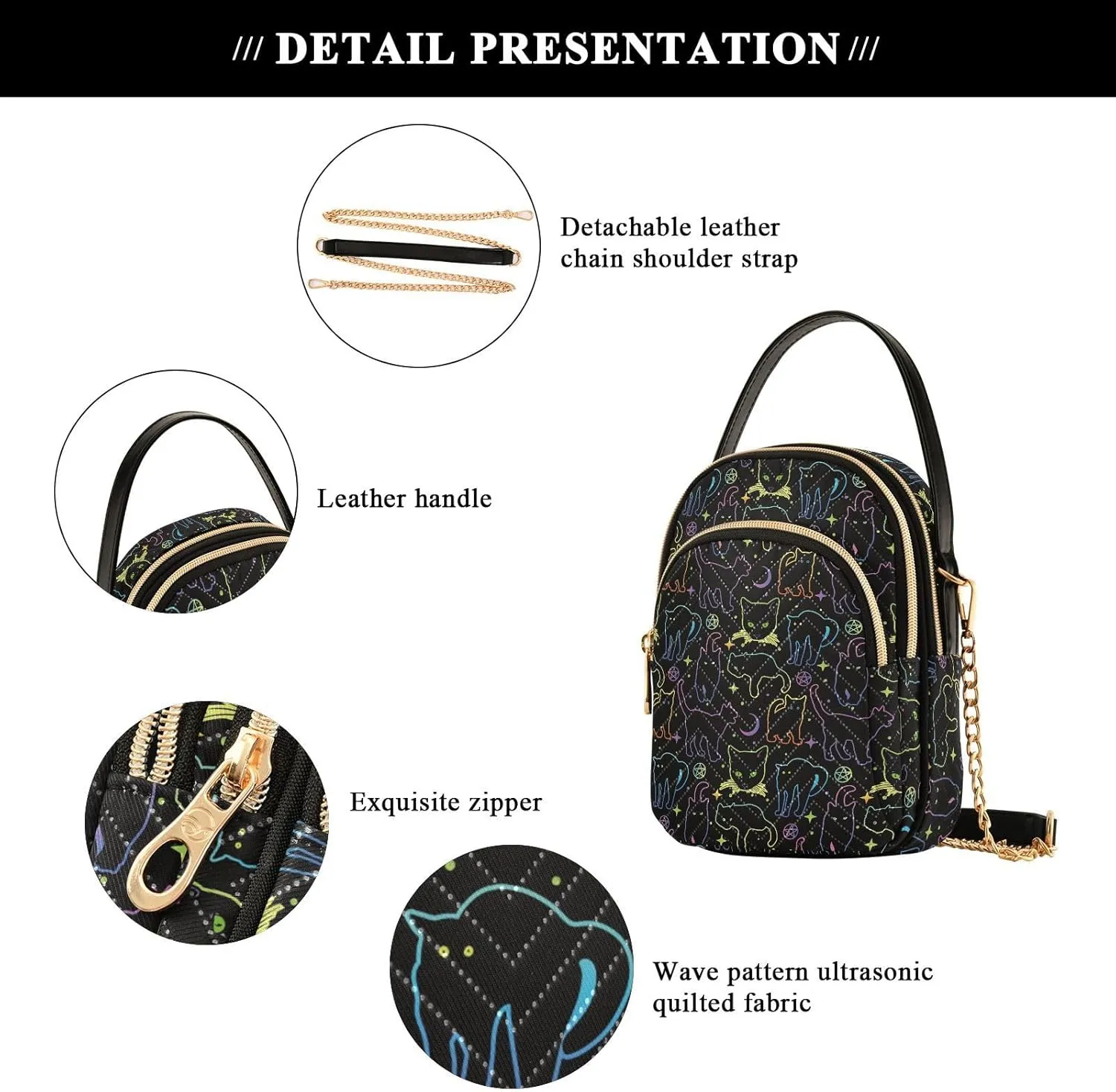 MNSRUU Quilted Crossbody Bags for Women Trendy, Women's Crossbody Handbags Goth Skull Travel Cell Phone Purses Bags
