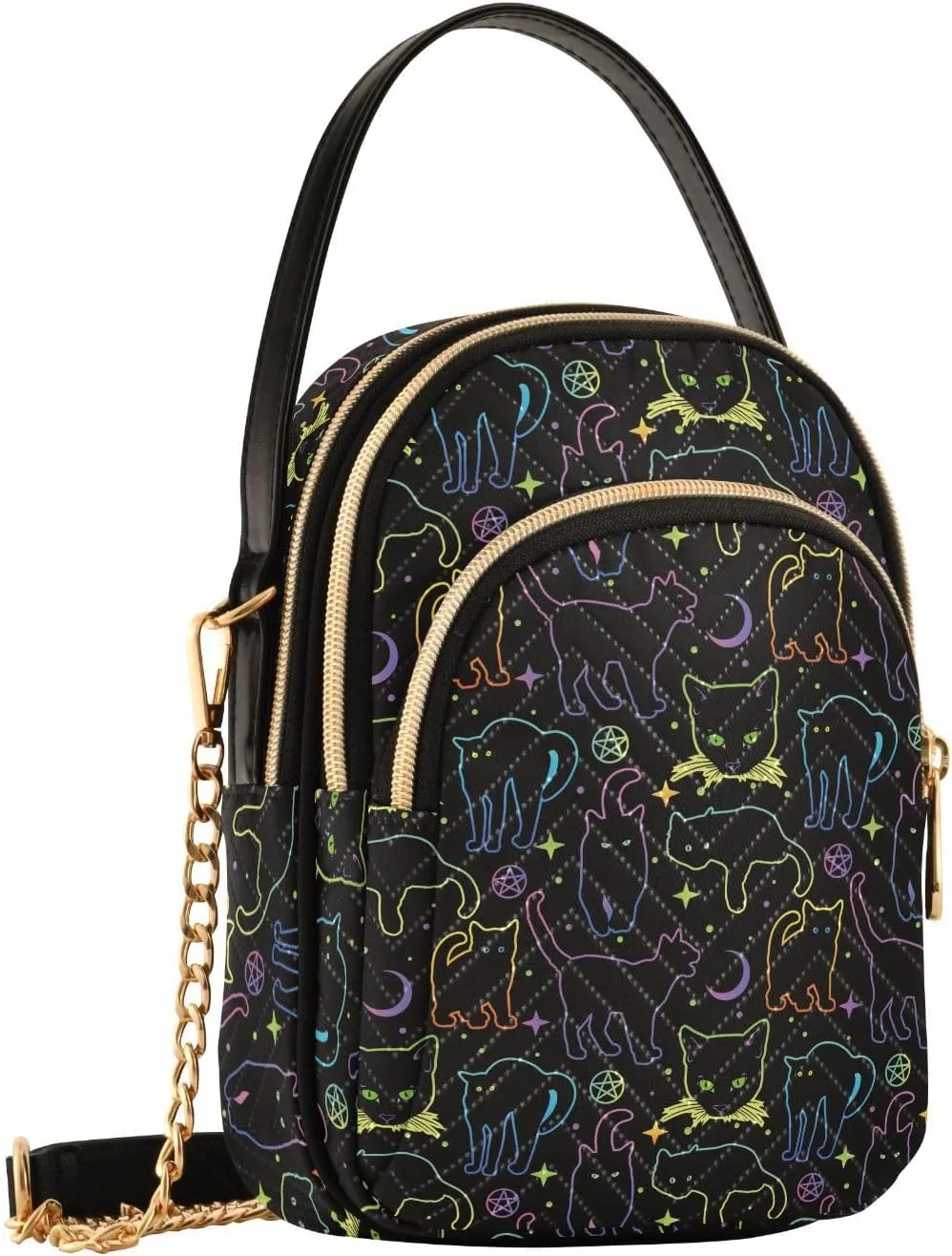 MNSRUU Quilted Crossbody Bags for Women Trendy, Women's Crossbody Handbags Goth Skull Travel Cell Phone Purses Bags