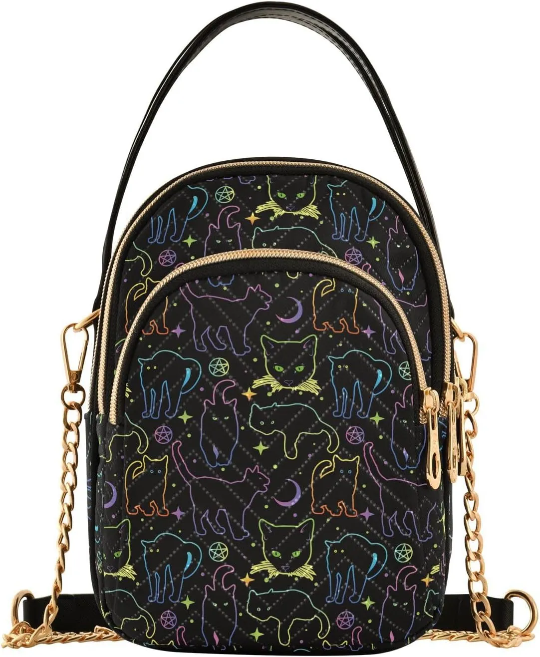 MNSRUU Quilted Crossbody Bags for Women Trendy, Women's Crossbody Handbags Goth Skull Travel Cell Phone Purses Bags