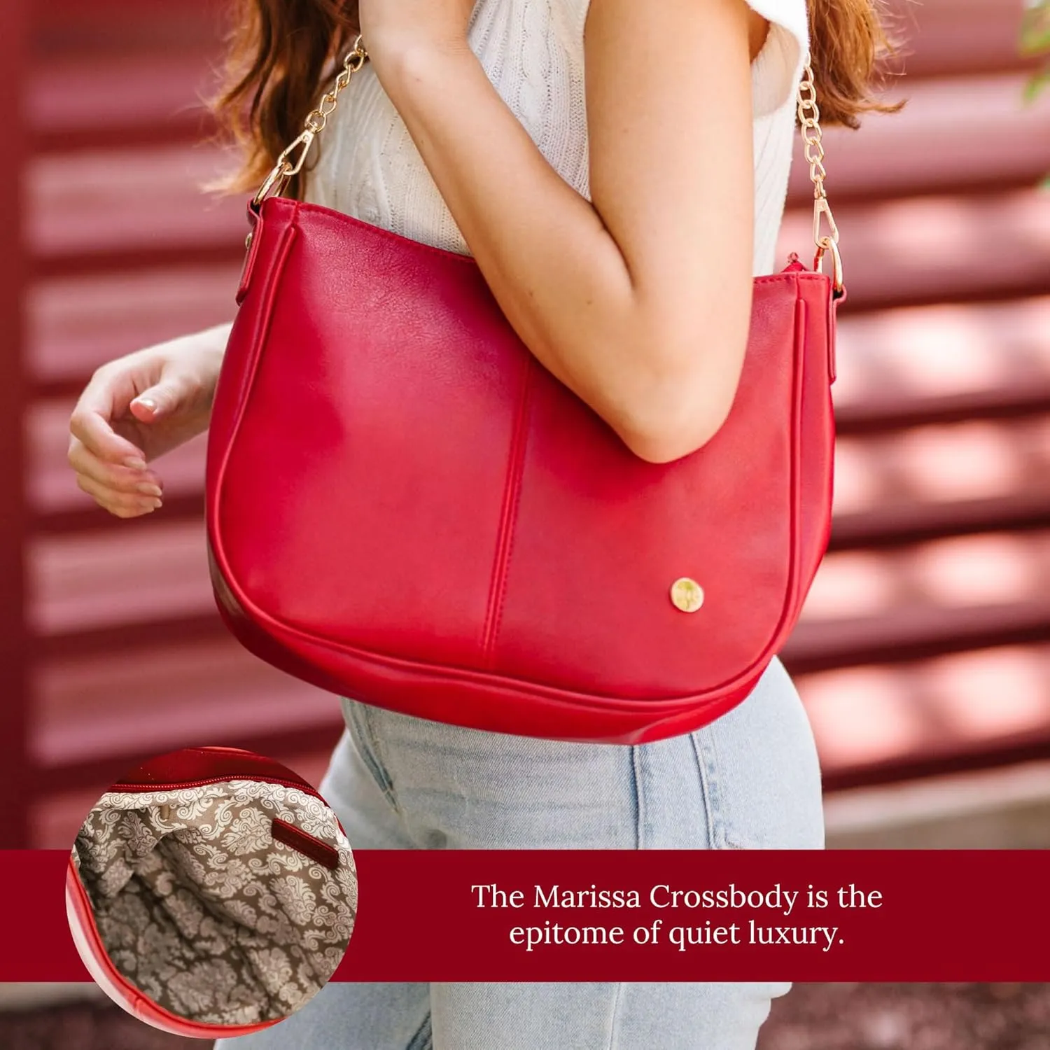 Modern Chic Crossbody Bags for Women - Marissa Saddle Crossbody, Vegan Leather Shoulder or Handbag with Two Adjustable Straps