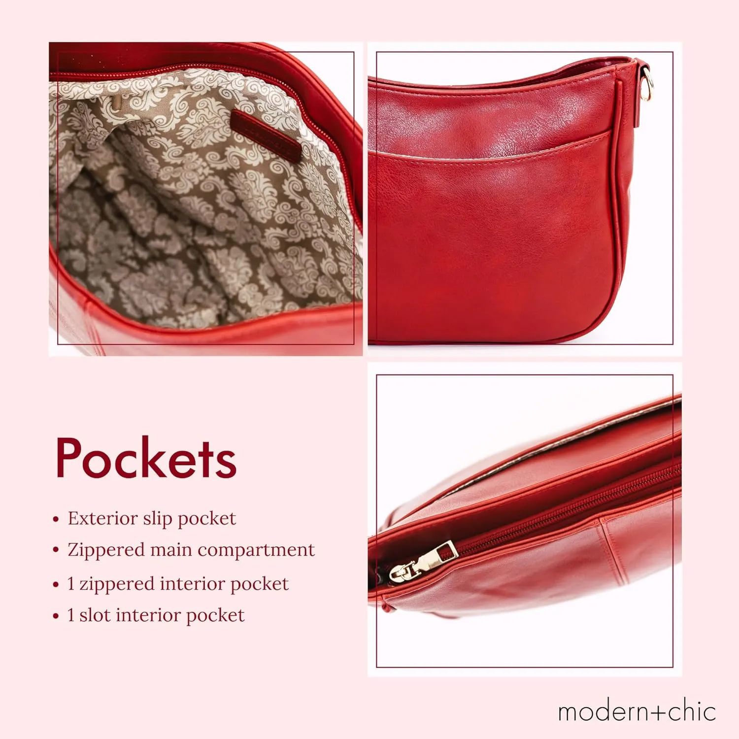Modern Chic Crossbody Bags for Women - Marissa Saddle Crossbody, Vegan Leather Shoulder or Handbag with Two Adjustable Straps