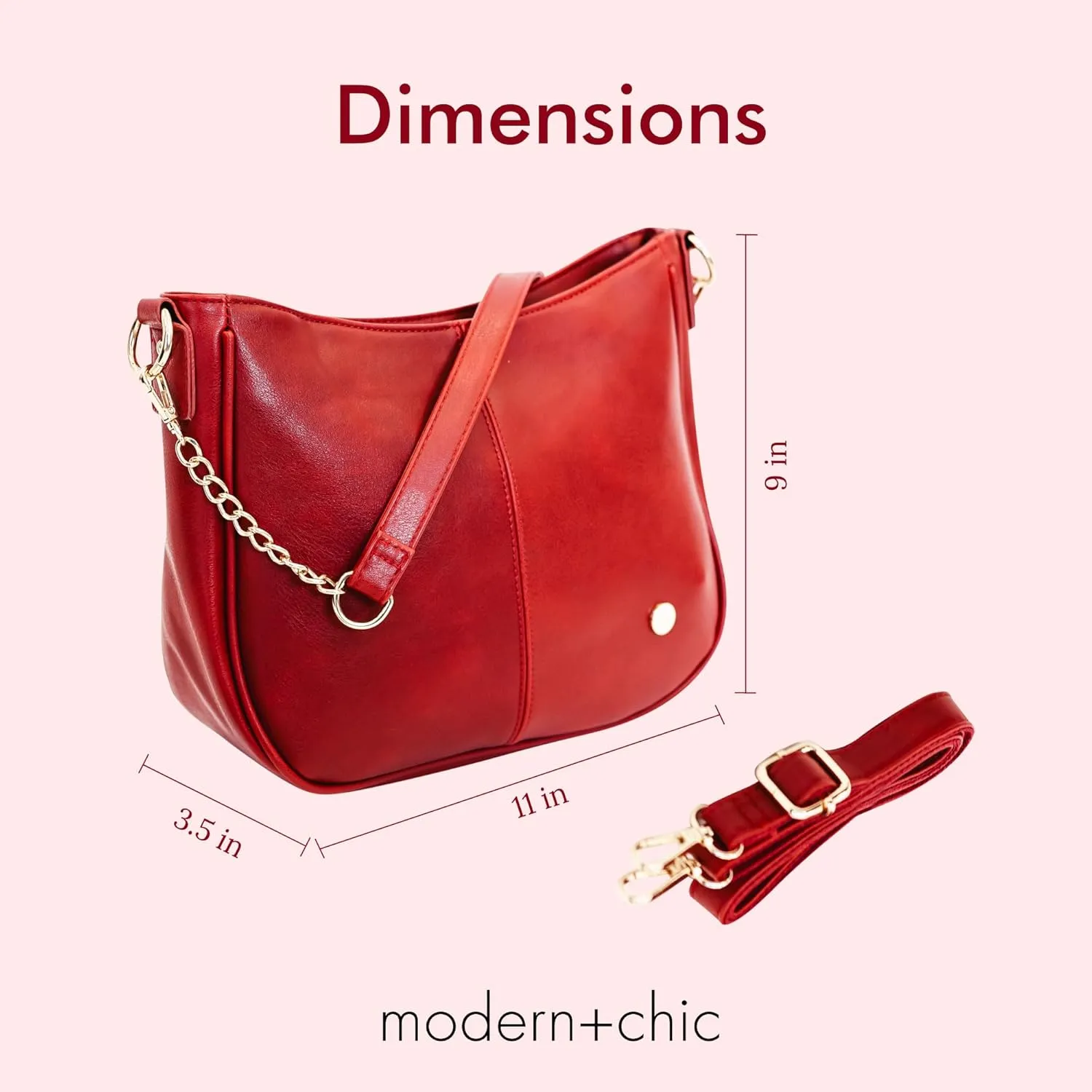 Modern Chic Crossbody Bags for Women - Marissa Saddle Crossbody, Vegan Leather Shoulder or Handbag with Two Adjustable Straps