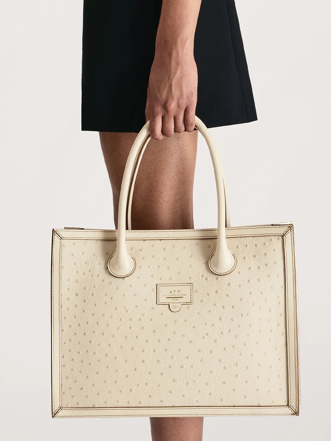 Montefalcione Linen Printed Ostrich Book bag