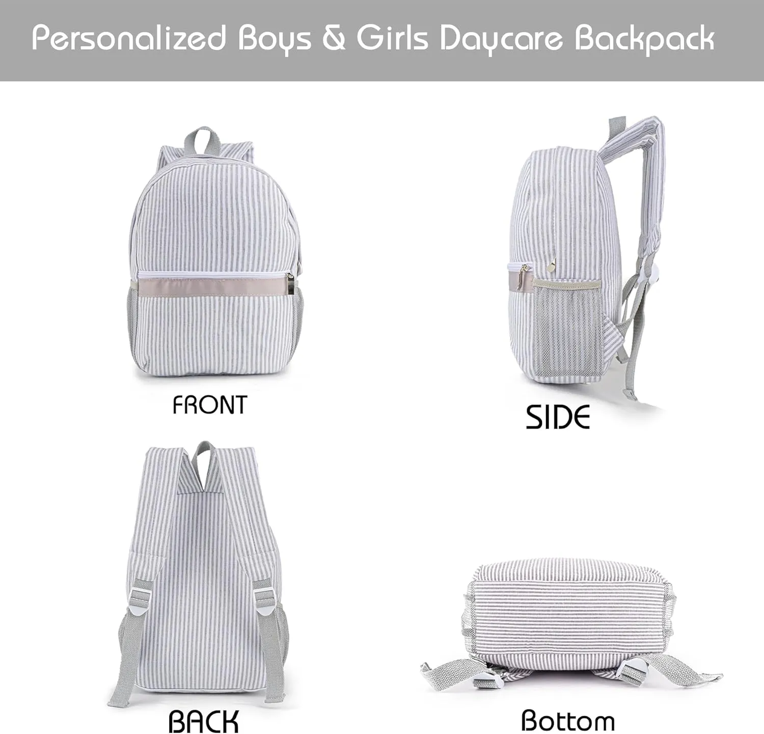 MT WORLD Daycare Backpacks and Travel Duffel Bags Set,Personalized Seersucker Backpacks Overnight Duffle with Embroidered Name,Seersucker Daypacks with Weekender Dance Bag