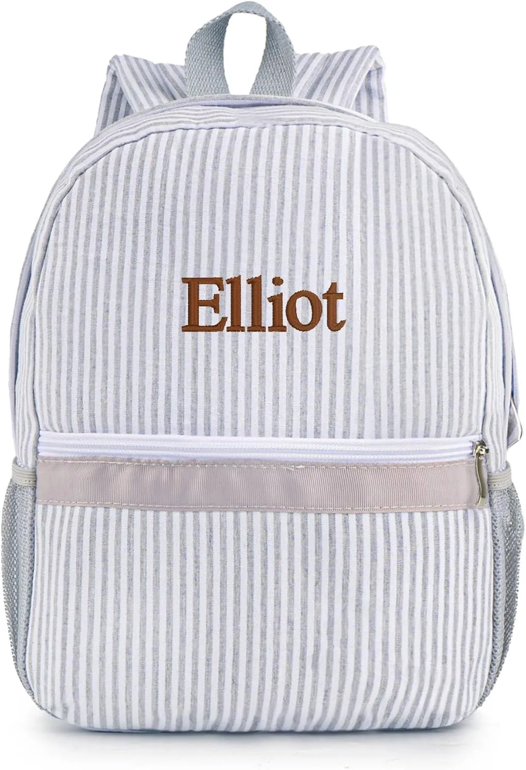 MT WORLD Toddler Backpack Personalized Preschool Backpack Child Preppy Packpacks Kids Bookbags Seersucker Toddler Bookbag(Gray), Medium