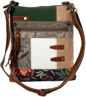 Myra Bag Crossbody Bag for Women - Western Upcycled Canvas & Leather Shoulder Handbag Floral