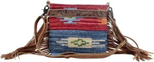 Myra Bag female Sunset Hand-Tooled Bag Upcycled Cotton & Leather S-3076