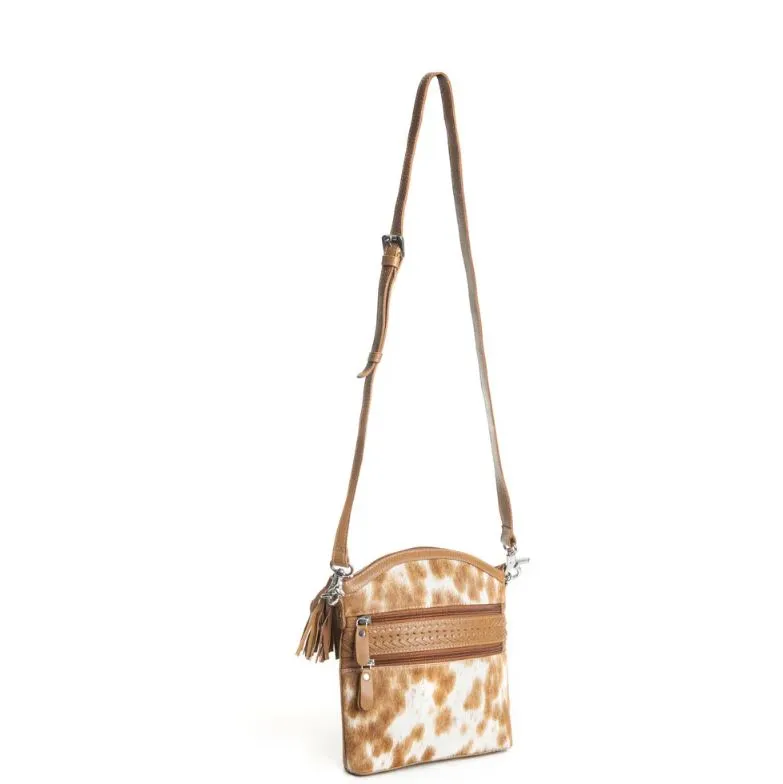 Myra Wild Spirit Crossbody Bag in Brown & White S-11382