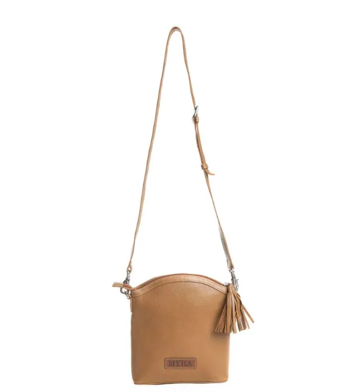 Myra Wild Spirit Crossbody Bag in Brown & White S-11382
