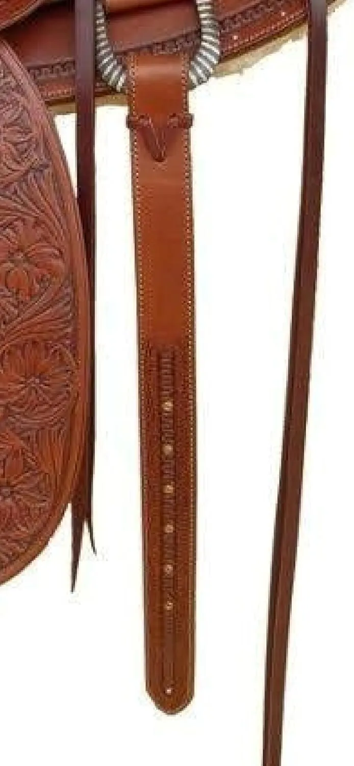 New Western Hot Seat Carved and Tooled Leather Dark Tan Pleasure Trail Saddle Ranch Work Collection Head Stall Breast Collar, Reins Included Set-All Customization Available