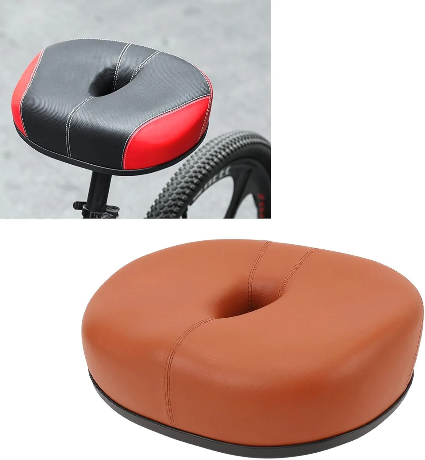 Noseless Bike Seats, Wide Bike Saddle Replacement Thickened Hollow Breathable Shock Absorbing City Mountain Bike SeatsCushion for Men Women