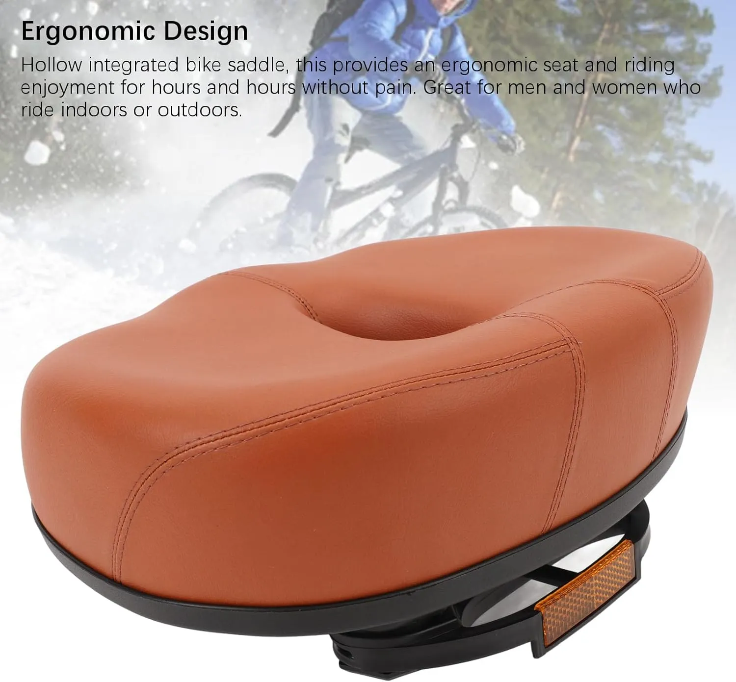 Noseless Bike Seats, Wide Bike Saddle Replacement Thickened Hollow Breathable Shock Absorbing City Mountain Bike SeatsCushion for Men Women