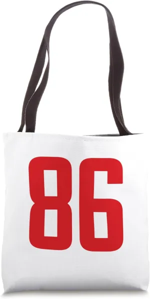 Number 86 in Red printed both sides Tote Bag