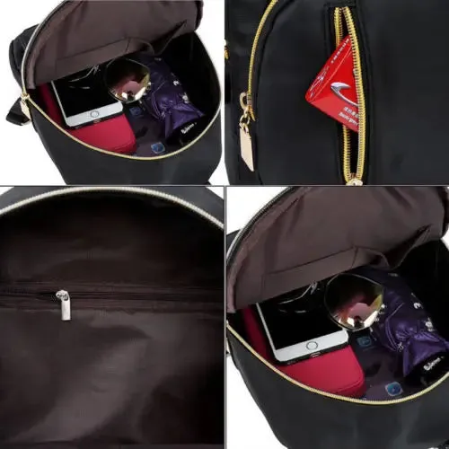Nylon Fashion School Bag Black Backpack Teenage Girl Mini Shoulder Bag For Girls Travel Shoulder Bag Rucksack Women