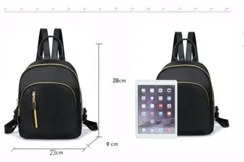 Nylon Fashion School Bag Black Backpack Teenage Girl Mini Shoulder Bag For Girls Travel Shoulder Bag Rucksack Women