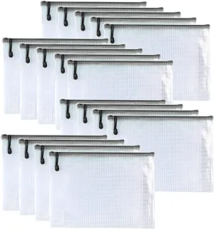Oaimyy-18 Pcs,3"x 5",Plastic Mesh Zipper Pouch Document Folders Bag Zipper Zip File Folders for Office Supplies, Travel,Organizing Storage (3"x 5", Black)