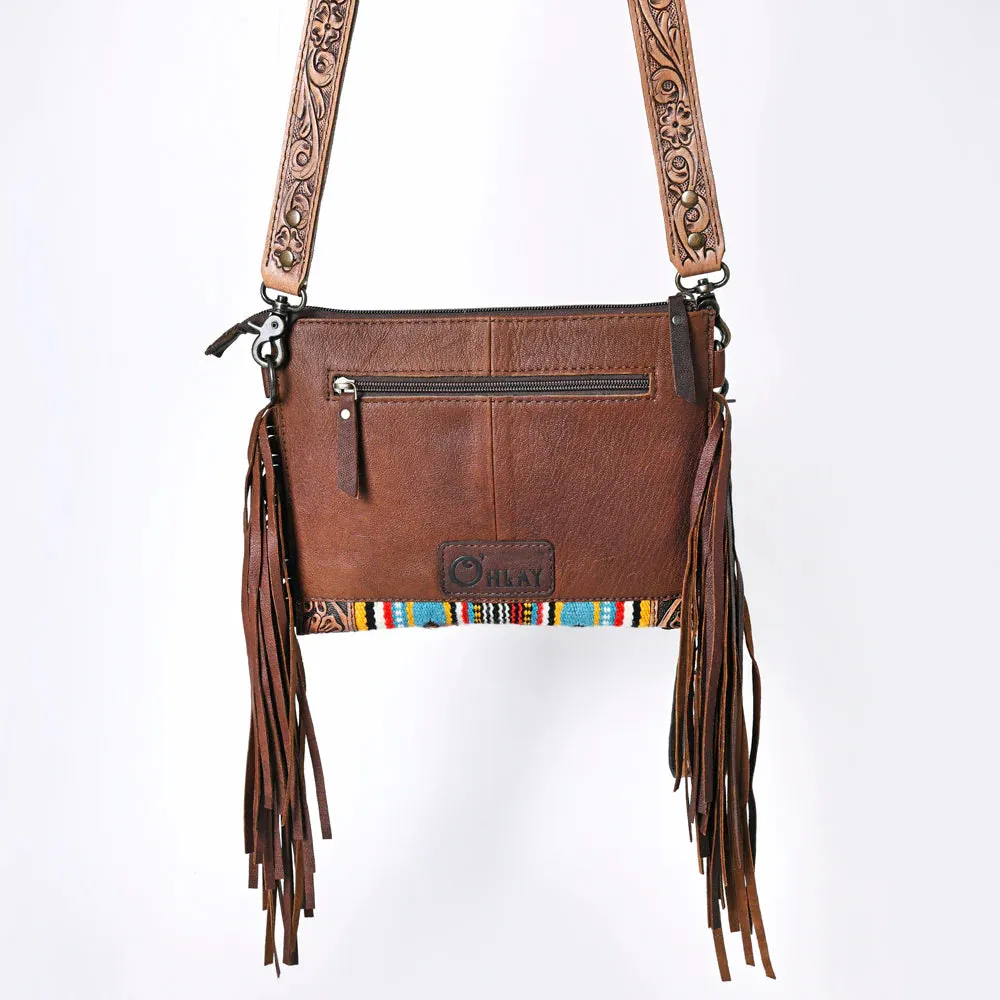Ohlay Saddle Blanket Tooled Leather Clutch