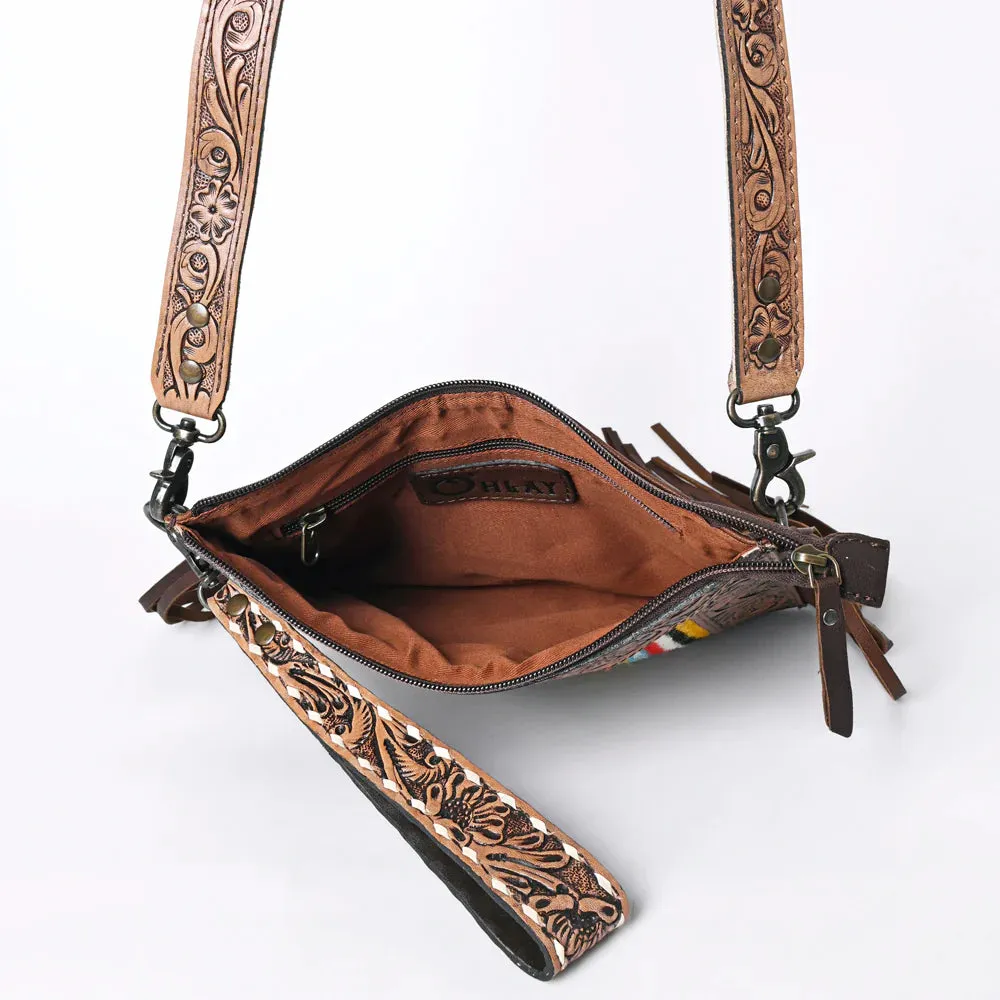 Ohlay Saddle Blanket Tooled Leather Clutch