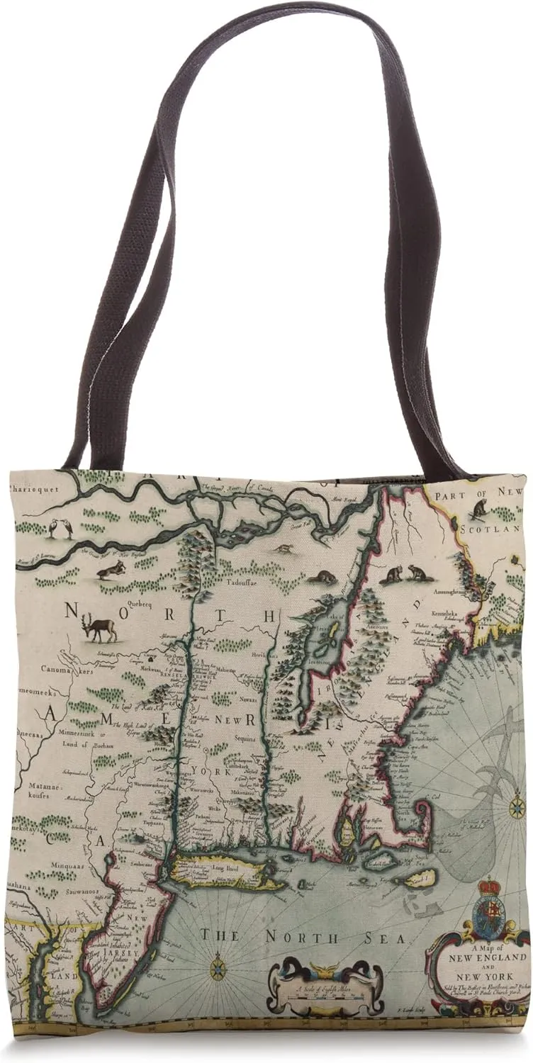 Old New England Map (1675) Tote Bag