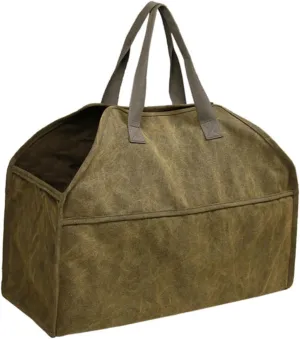 Outdoor Firewood Bag Firewood Carrier Tote Firewood Storage Sturdy Canvas Scratch-Resistant Large Capacity Foldable Firewood Handbag for Camping