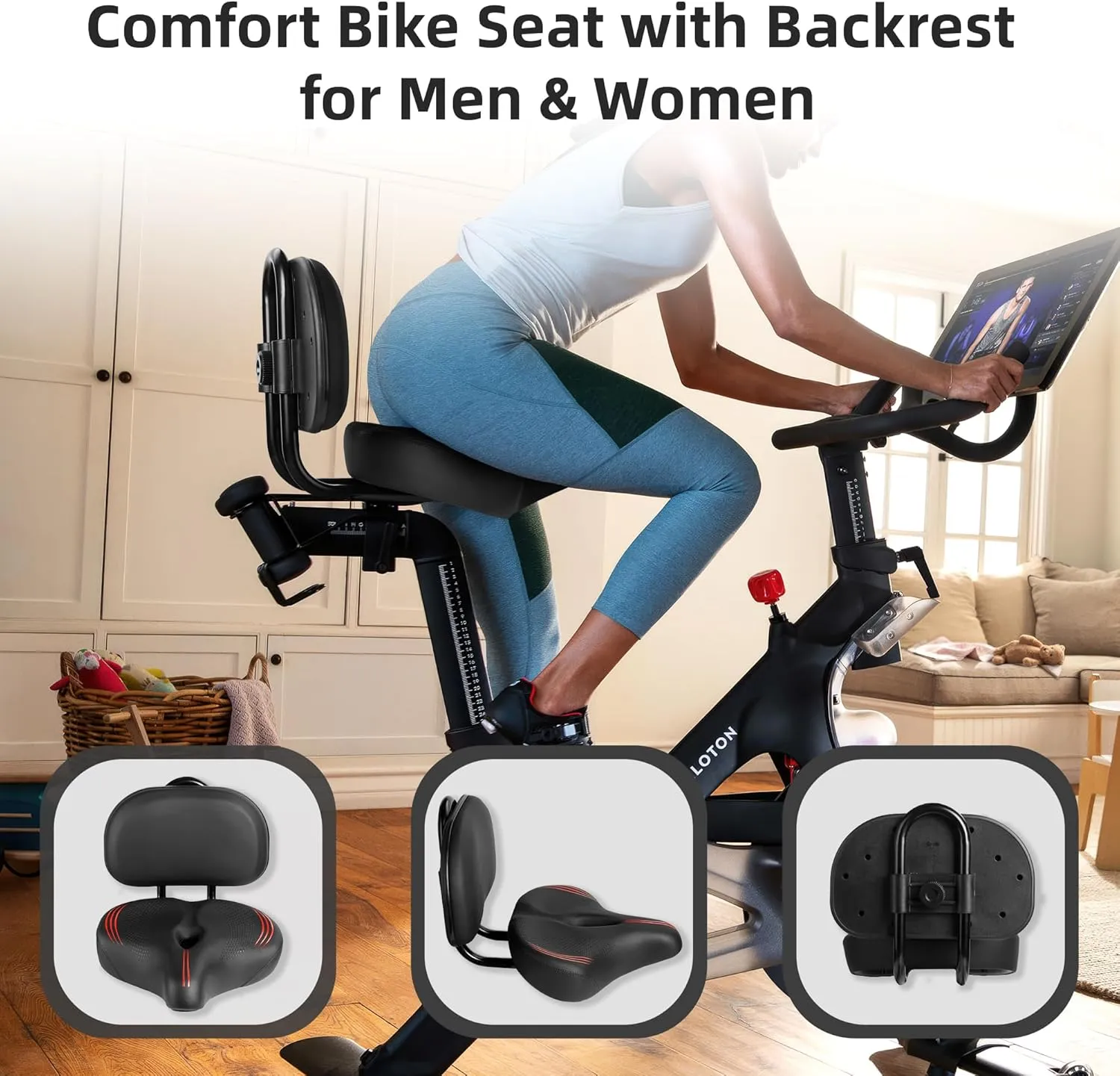 Oversized Bike Seat for Peloton Bike & Bike , Comfort Seat Cushion Compatible with Peloton, Road or Exercise Bikes, Bicycle Wide Saddle Replacement for Men & Women, Accessories for Peloton