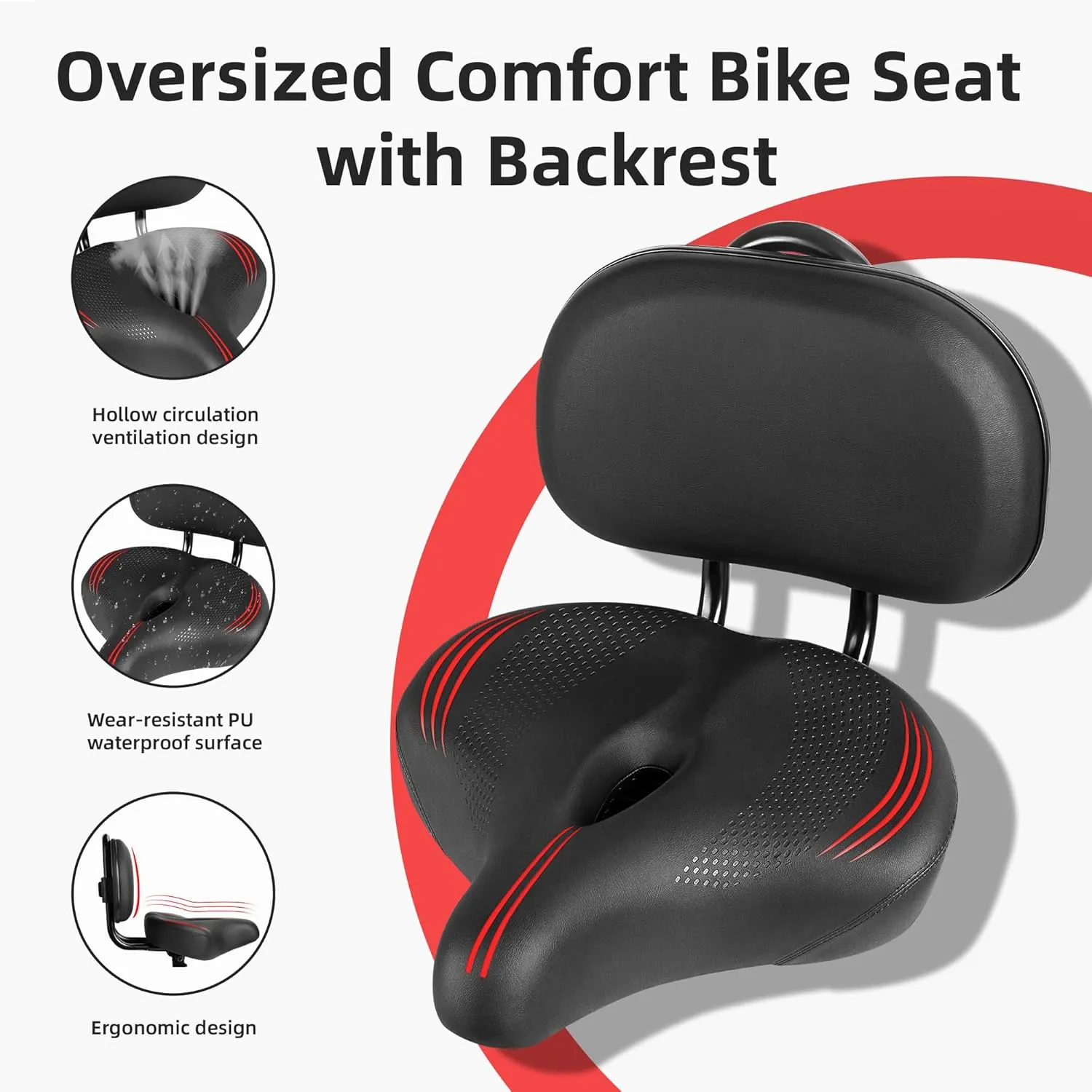 Oversized Bike Seat for Peloton Bike & Bike , Comfort Seat Cushion Compatible with Peloton, Road or Exercise Bikes, Bicycle Wide Saddle Replacement for Men & Women, Accessories for Peloton