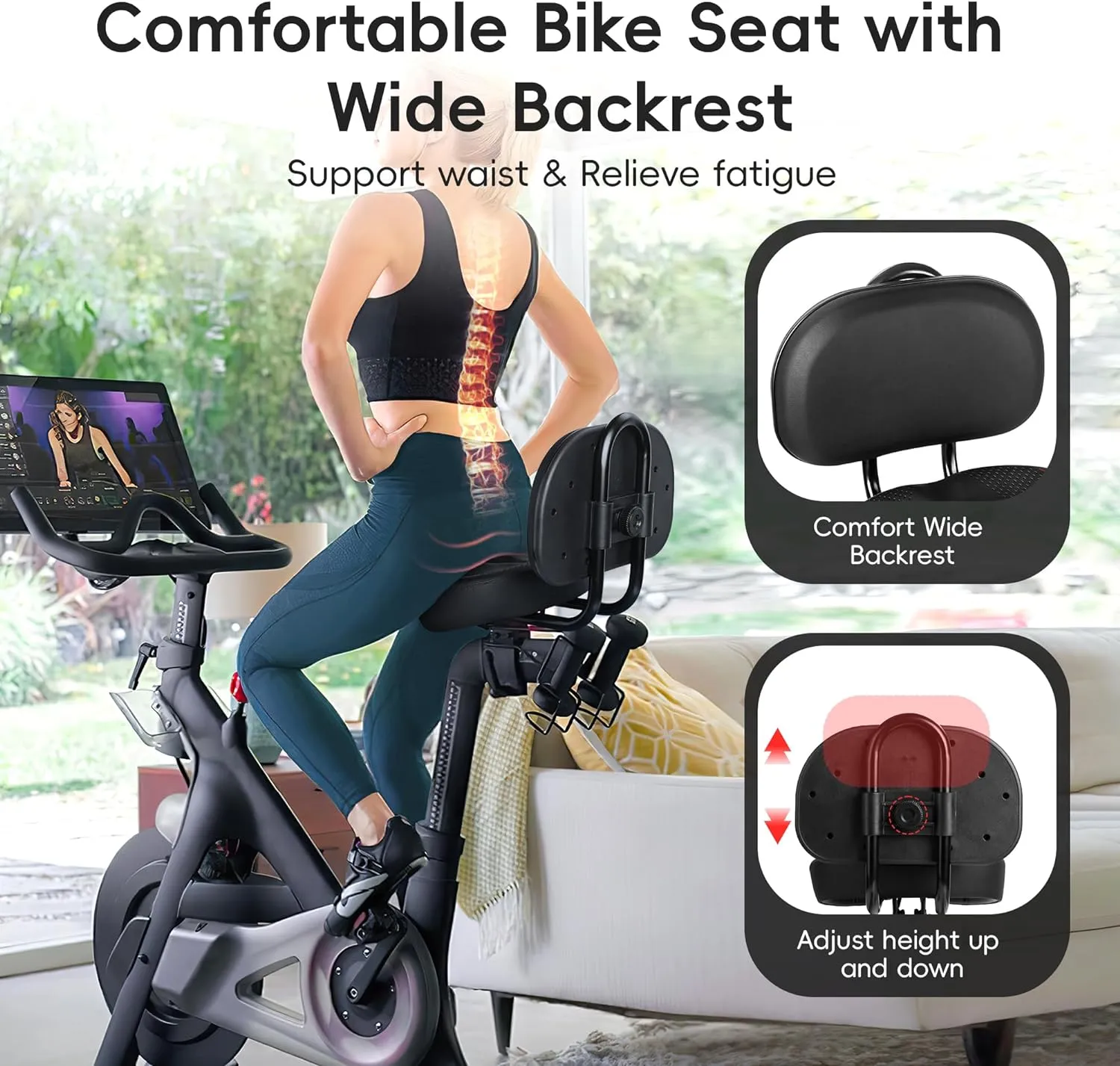 Oversized Bike Seat for Peloton Bike & Bike , Comfort Seat Cushion Compatible with Peloton, Road or Exercise Bikes, Bicycle Wide Saddle Replacement for Men & Women, Accessories for Peloton