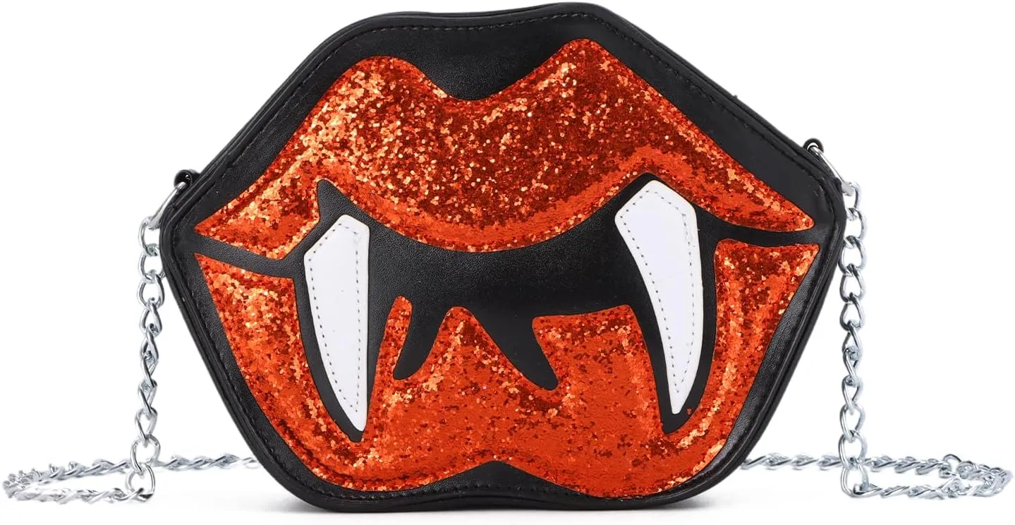 Oweisong Novelty Halloween Purse for Women Fun Shaped Lip Shoulder Bag Devil Handbag Ghost Crossbody Bag