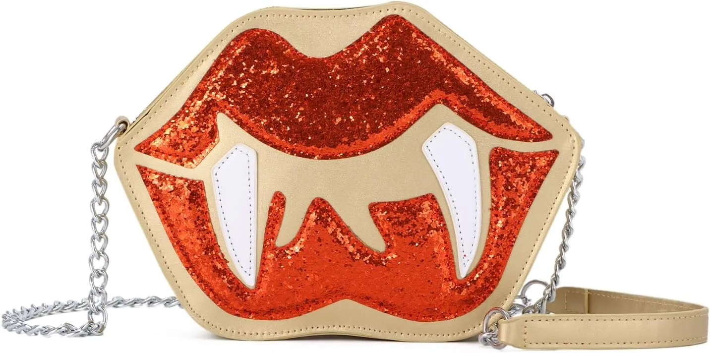 Oweisong Novelty Halloween Purse for Women Fun Shaped Lip Shoulder Bag Devil Handbag Ghost Crossbody Bag