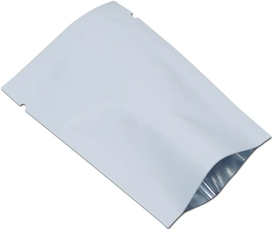 PABCK 1000 Pieces 2.75x3.9 inch (Inside Size 2.4x3.5 inch) White Metallic Mylar Foil Open Top Sealable Bags Vacuum Heat Seal Pouches for Food Storage Packaging with Tear Notches