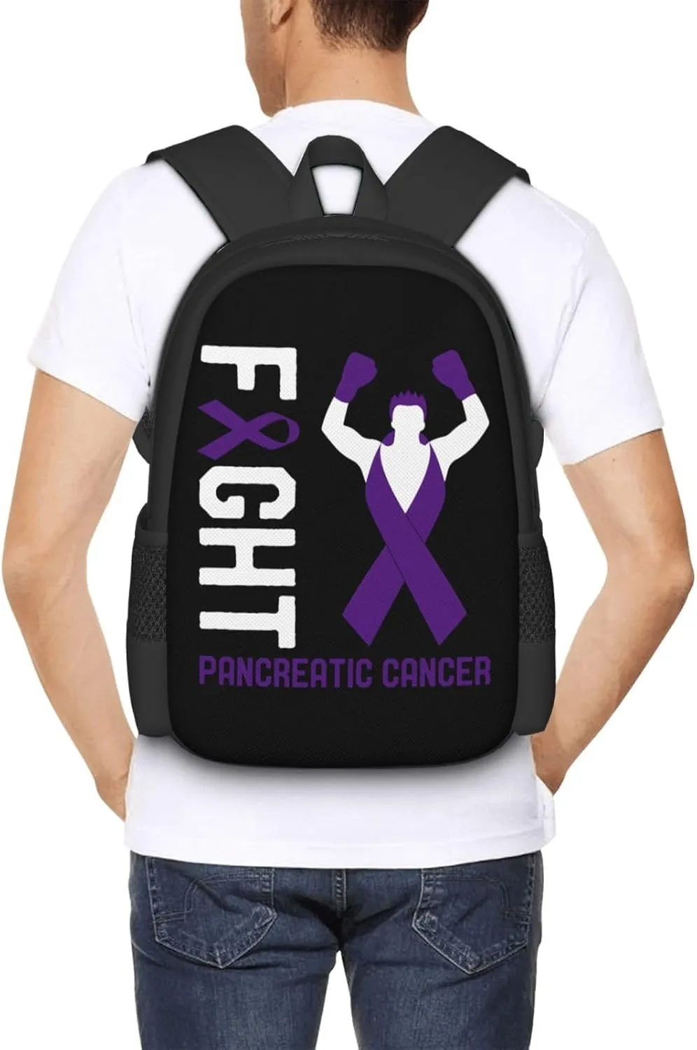 Pancreatic Cancer Awareness Backpack Lightweight Large Capacity Laptop Backpack Travel Backpacks for Unisex