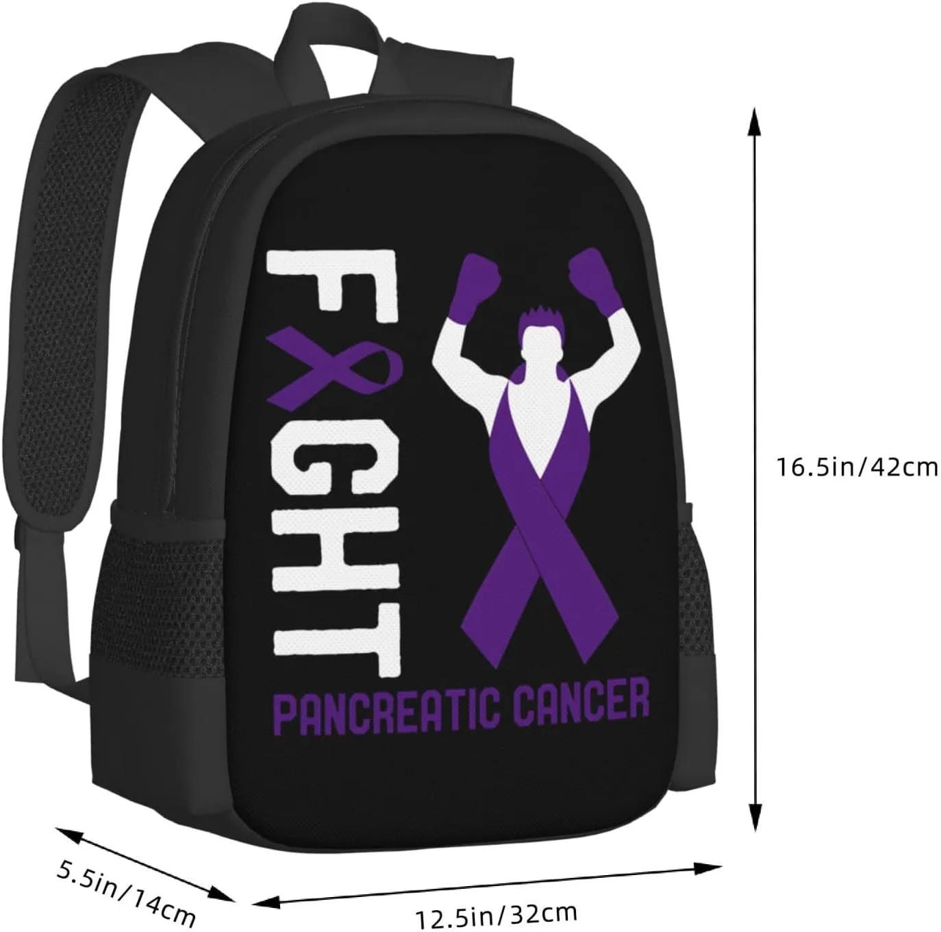 Pancreatic Cancer Awareness Backpack Lightweight Large Capacity Laptop Backpack Travel Backpacks for Unisex