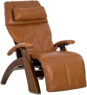 Perfect Chair Human Touch PC-610 Omni-Motion Classic Power Recline Zero Gravity Recliner Supreme Upholstery Package Walnut Wood Stain - Saddle Premium Leather
