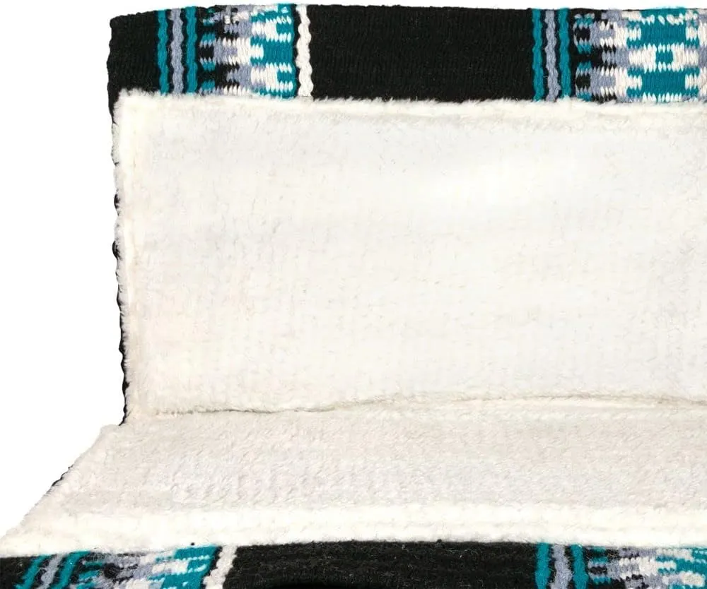 Performance Wool Top Contour Horse Saddle Pad | Enhances Comfort | Vibrant Navajo Design | Contoured Fit | Synthetic Fur Fleece Lining