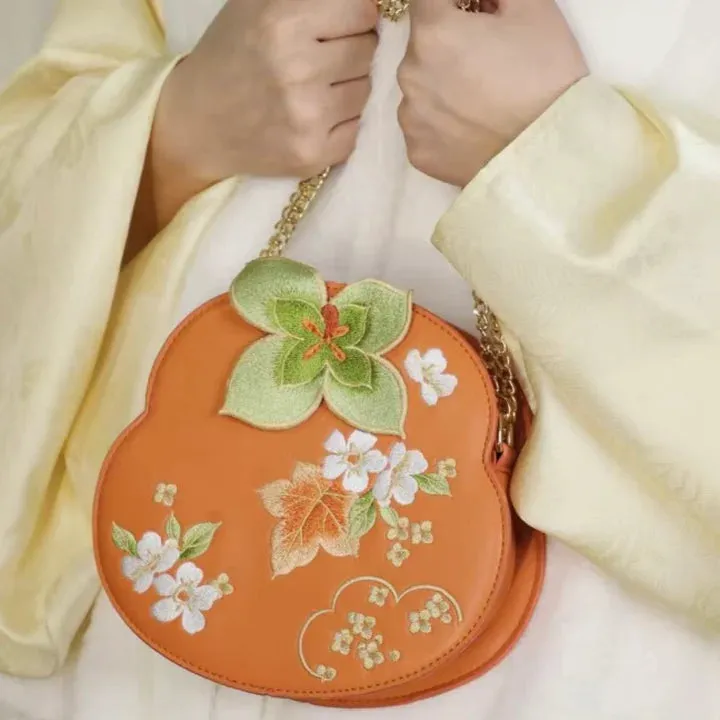 Persimmon Embroidered Crossbody Bag