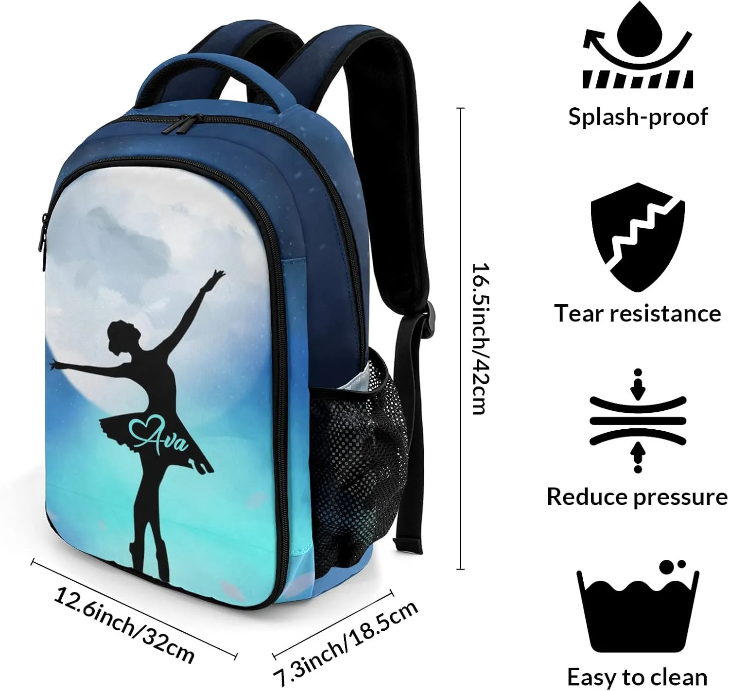 Personalized Starry Ballet Girl Backpack Multifunctional Waterproof Laptop Bag for Travel Gift
