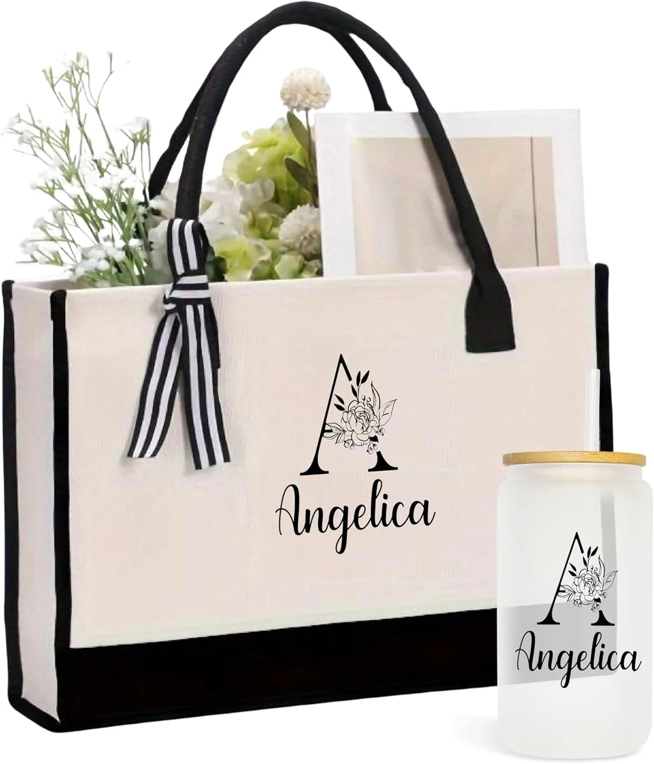Personalized Tote Bag for Women | Monogram Gift | Tote Bag with zip pocket| Custom Beach Bags with Name |Gifts for Birthday